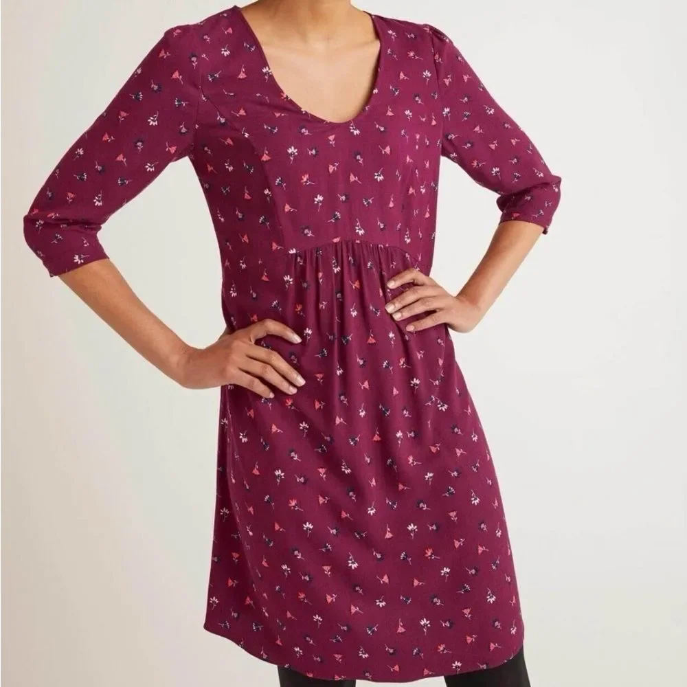 Boden Eliza Dress in Burgundy Floral Ruby Ring Country Ditsy Size US 6 Spring - Picture 1 of 10